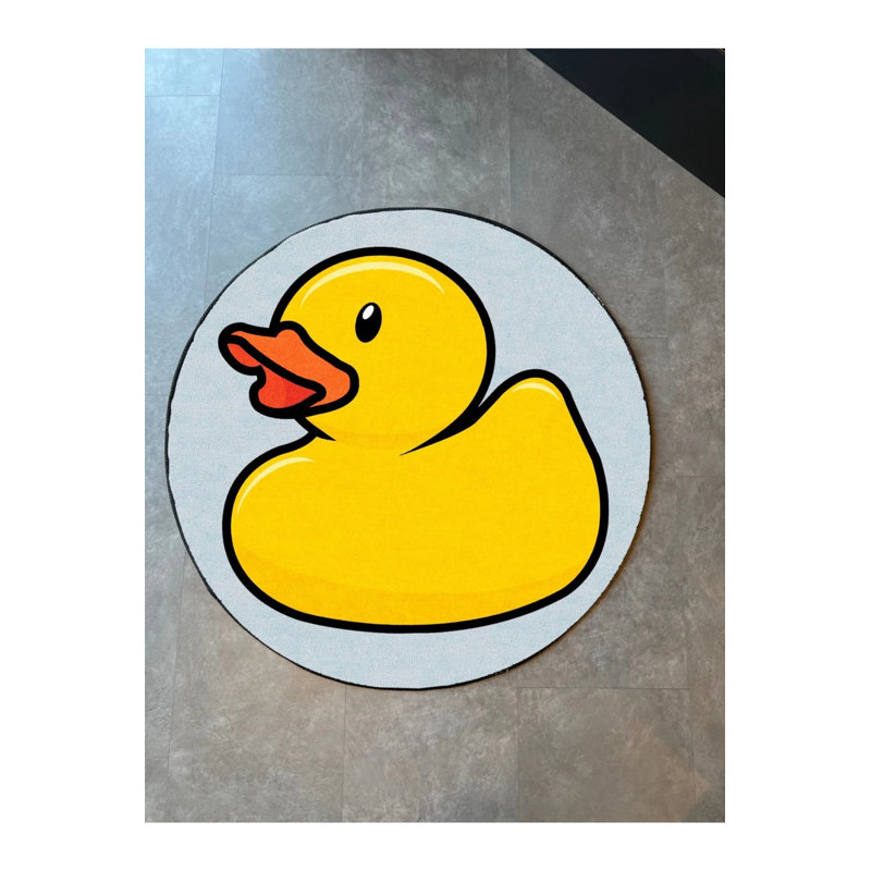 Duck Themed Woven Floor Rug, Round 4'