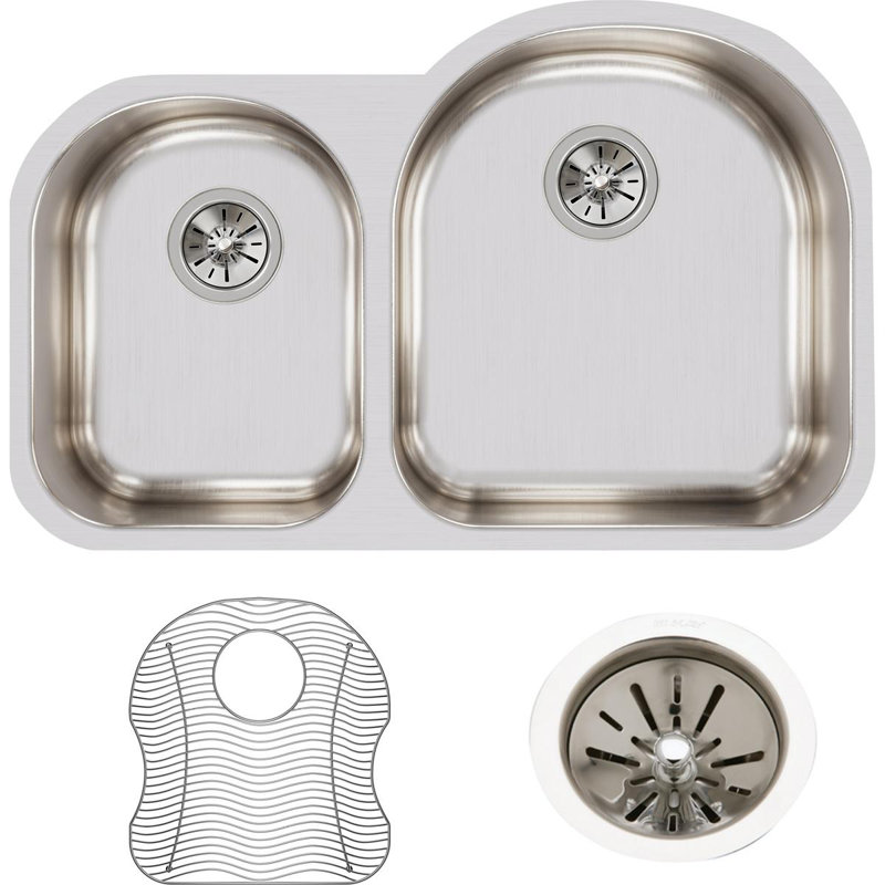 Lustertone 31.25" L x 20" W Double Basin Undermount Kitchen Sink, Left