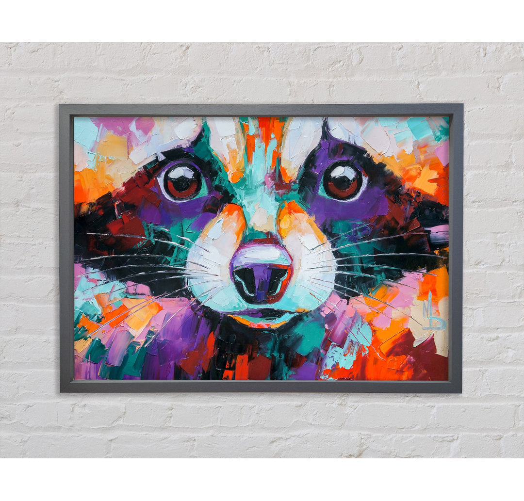 Racoon Vivid Face - Einzelner Bilderrahmen Kunstdrucke auf Leinwand