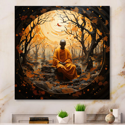 Minimalism Orange Buddhism Guru III - Spiritual Canvas Prints