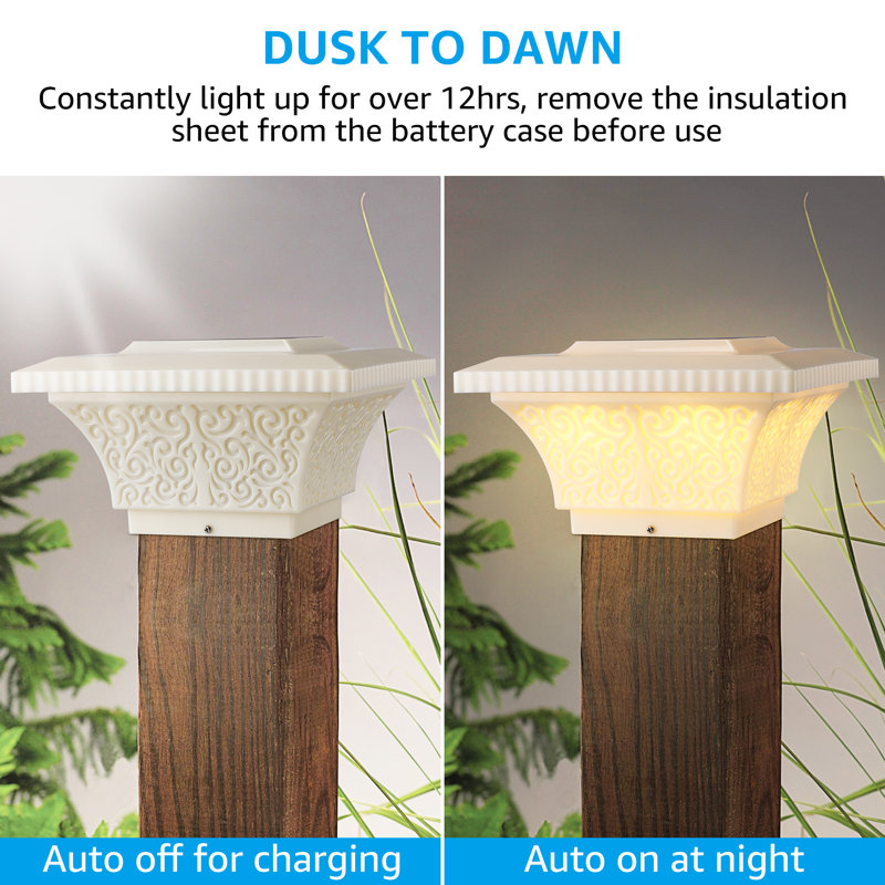 Savell LED Solar Fence Post Cap Light Dusk to Dawn Low Voltage 2700K Soft White