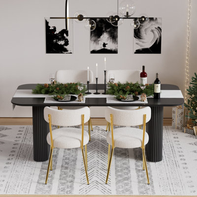 Rectangle Double Pedestal Dining Set with Cream Style Dining Table