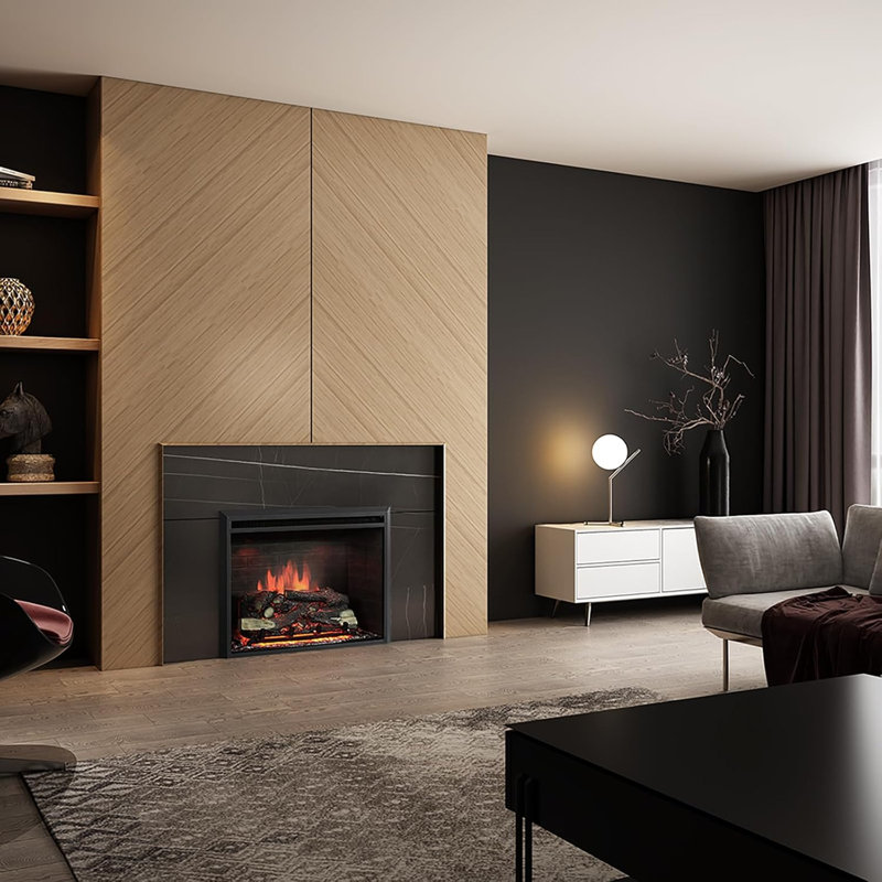WEMBURY FLAMME Black Electric Fireplace Insert, 63cm H x 89cm W x 22cm D