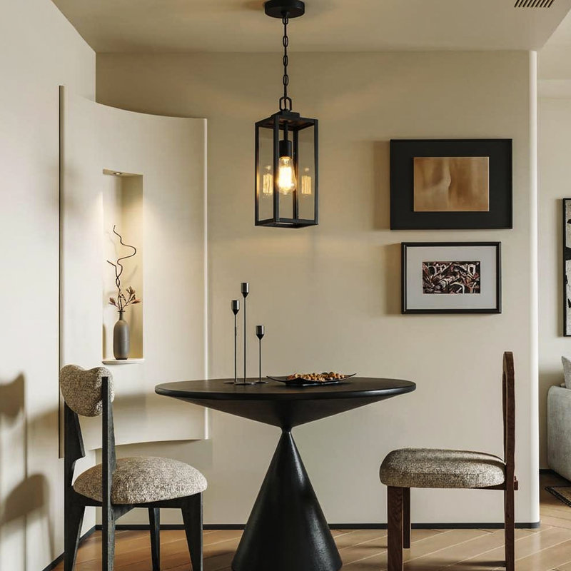 Lanterne suspendue d'extérieur à 1 lumière Rollingbrook, Noir mat