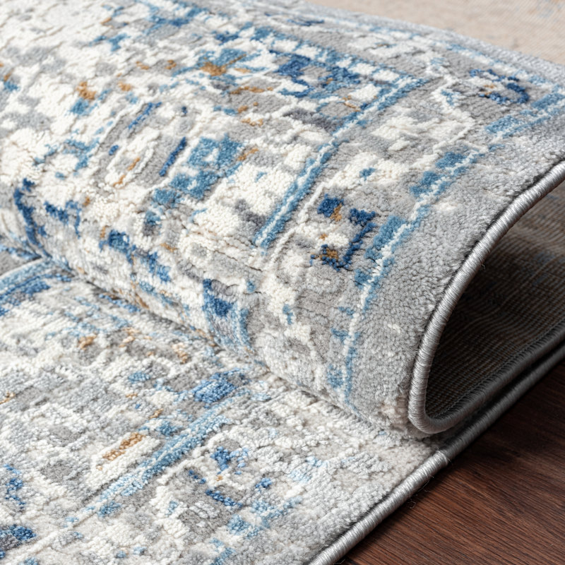 Tonio Area Rug in Blue/Gray, Rectangle 9'6" x 13', Blue/Gray