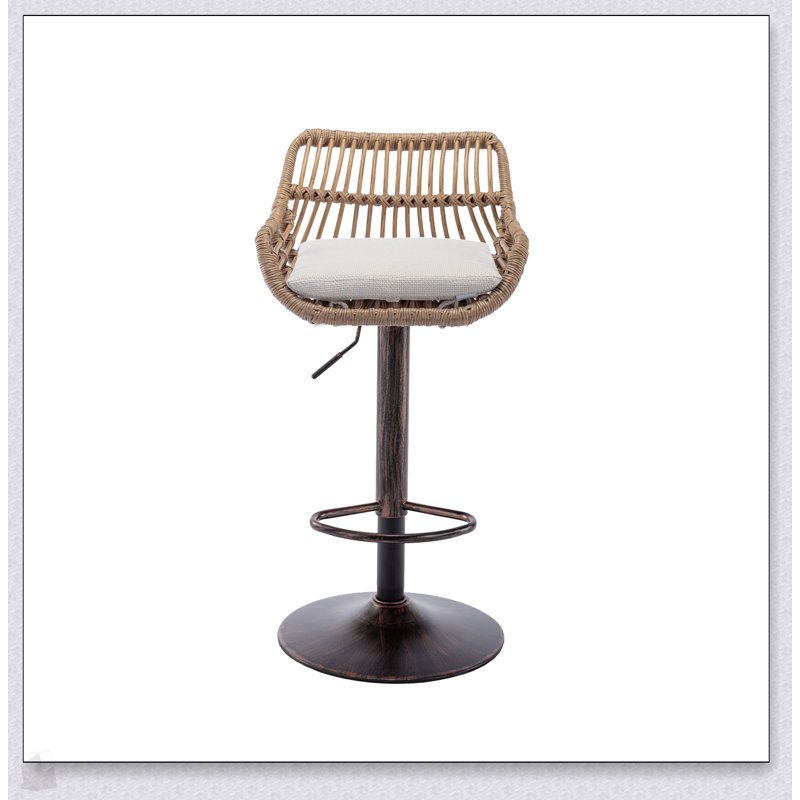 Swivel Bar Stools Set Of 2, Adjustable Counter Height With Comfortable Footrest For Kitchen And Bar, 2PC/SET