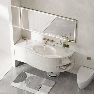Round Wall-Mounted Bathroom Basin Faucet With Dual Handles 3-Hole