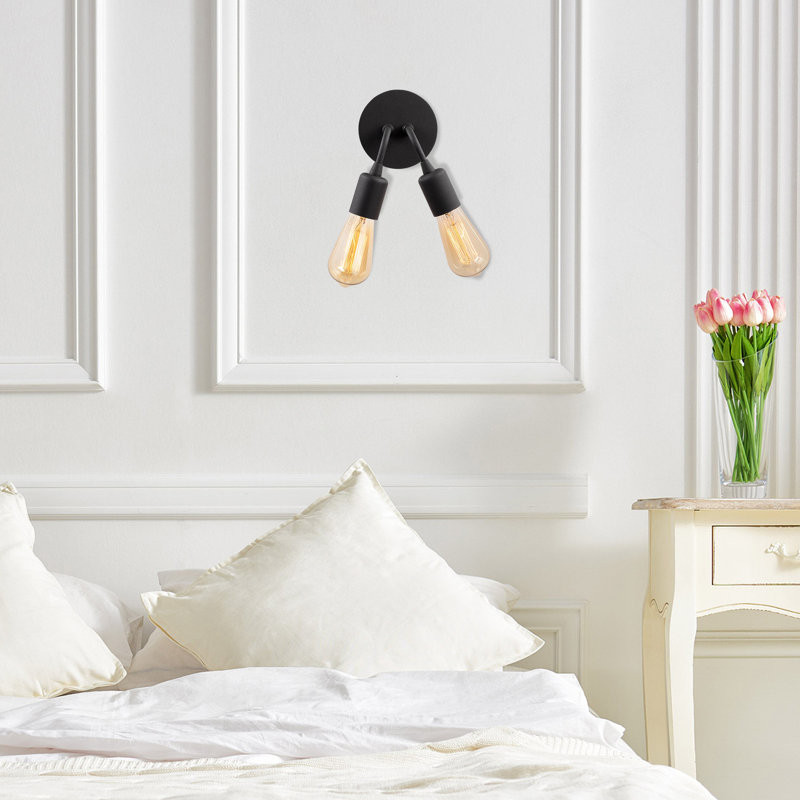 Modern Industrial Wall Lamp, Black Metal Body, 5.5 in Diameter x 7.9 in Height | E27 Socket, Max 40W (Bulb Not Included) | Stylish Solid Color Design, Perfect for Home & Office Decor, IP20 Rated