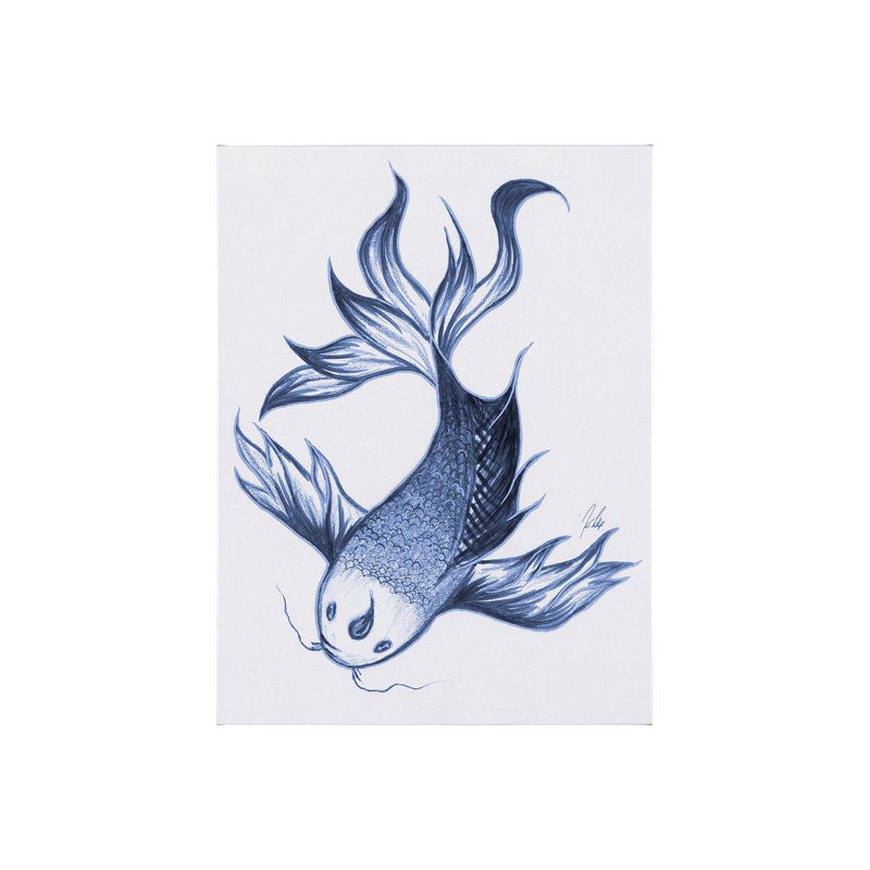 Toile texturée koi, H 40 po x l 30 po x P 1,5 po