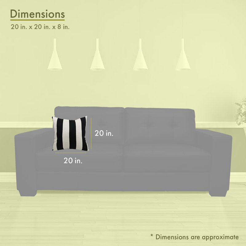 Black and White Striped Polyester Indoor/Outdoor Pillow 20"