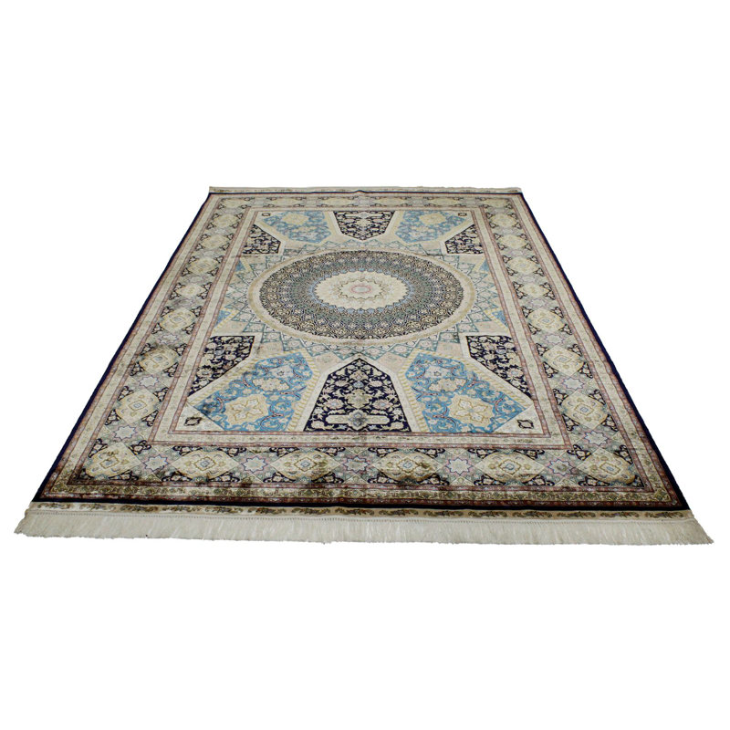 Tapis bleu et bleu marine 6 x 9