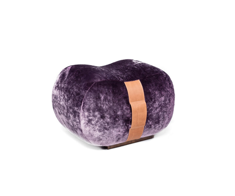 Milo Velvet Ottoman, Violet/Chesterfield Velvet