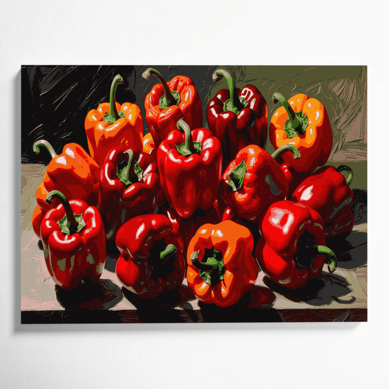 Art mural sur toile poivrons légumes, H 11 po x l 14 po