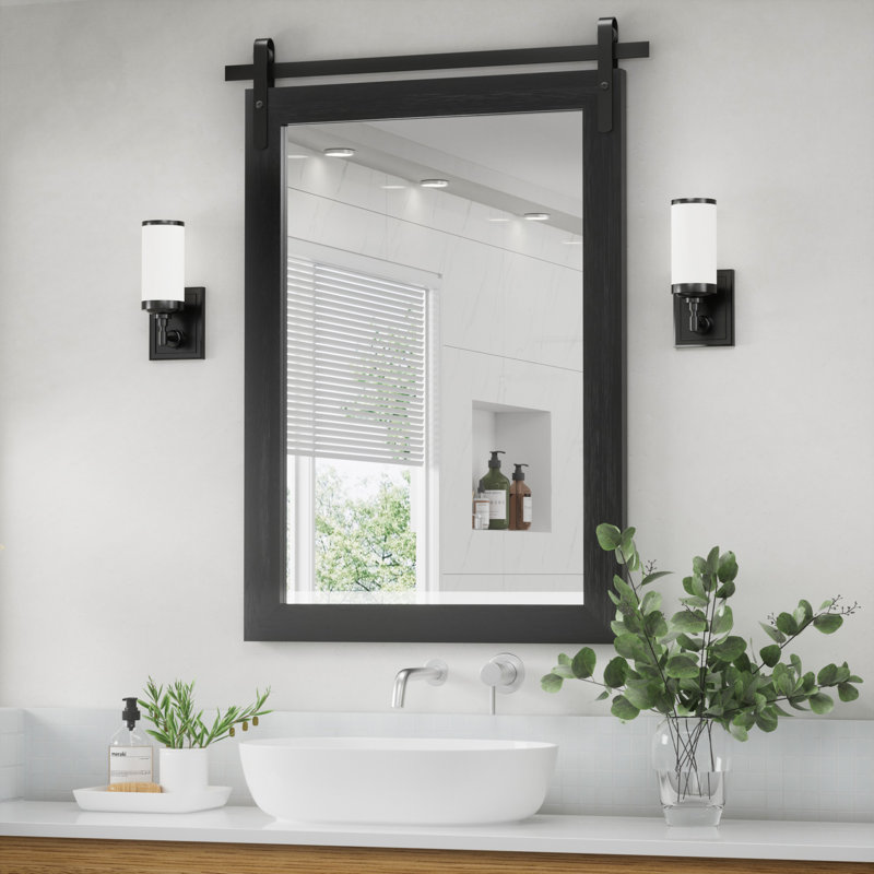 Miroir de salle de bain Keira-Mai, Verticale 36 po x 24 po, Noir
