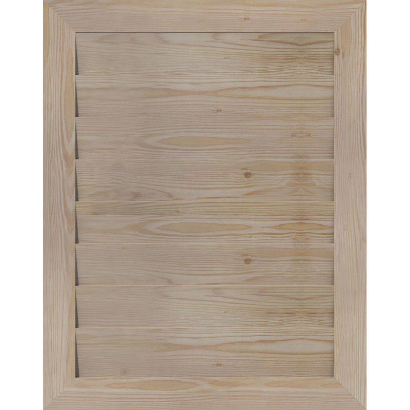 Évent vertical vertical en bois non fonctionnel avec cadre décoratif, Pin brut (lisse)