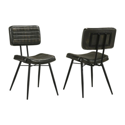 Ensemble de 2 chaises de salle à manger rembourrées en cuir, espresso et noir