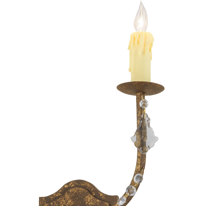 Samuel Gold and Brown Hand-Forged Candle Wall Sconce