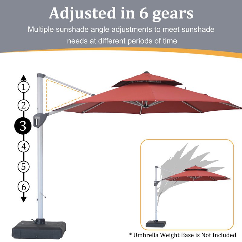 Parasol en porte-à-faux 129,92 po Rosealie, Rouge
