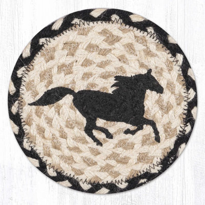 Grand sous-verre rond noir EarthRugs LC-430 7 po x 7 po