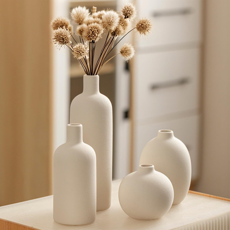 Modern Ceramic Vase 4 Pcs, Beige