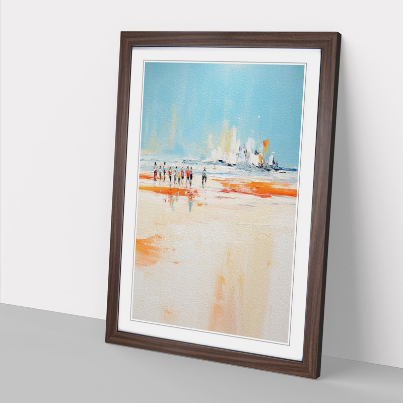 Beach Gestural No.2 - Framed Print, Walnut Framed, 64cm H x 46cm W