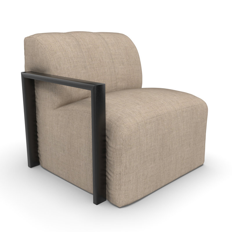 Chaise de patio modulaire rembourrée à accoudoir gauche moderne avec structure ouverte en aluminium et coussin Sunbrella