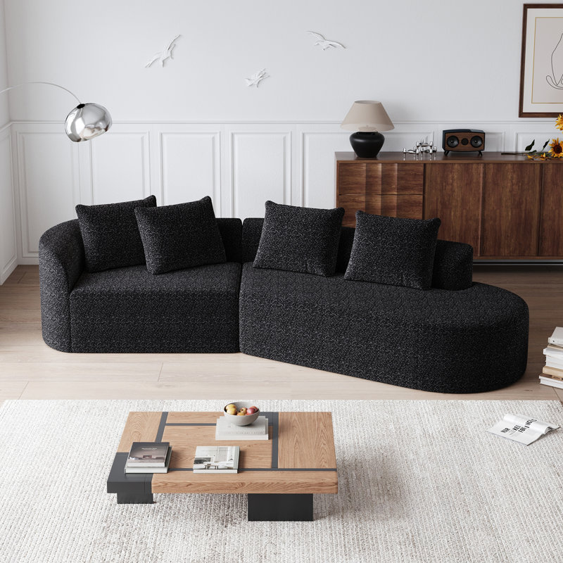 Canapé modulaire surdimensionné moderne en chenille surdimensionné, Noir