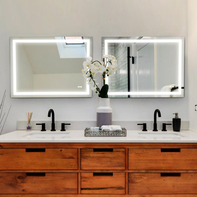 48X36 Inch Led Lighted Bathroom Mirror - Fog, Customizable Lights For Various Needs, Simple Setup Fog Function, Dimmable Lights, Color Switchable, Effortless Installation
