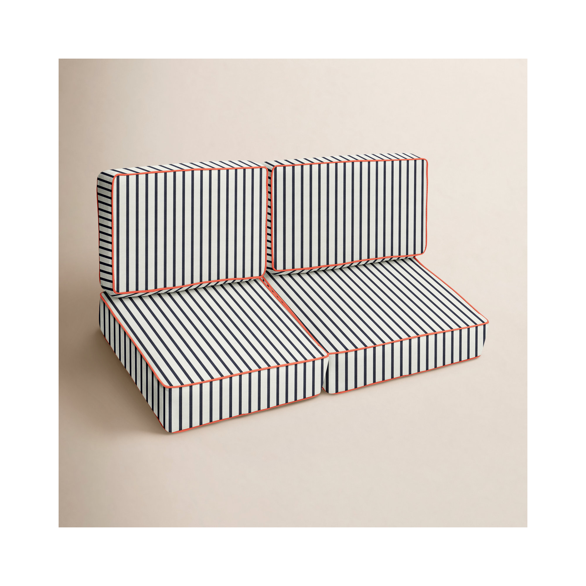Cherwell 5" Thick Sunbrella Polyester Striped Seat and Back Cushion Set