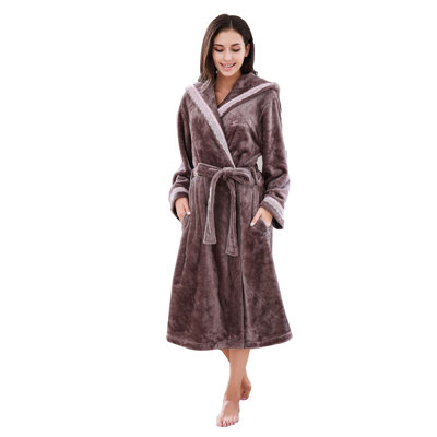 Zuri Fleece Girl / Woman+ Mid-Calf Bathrobe with Pockets and Hood