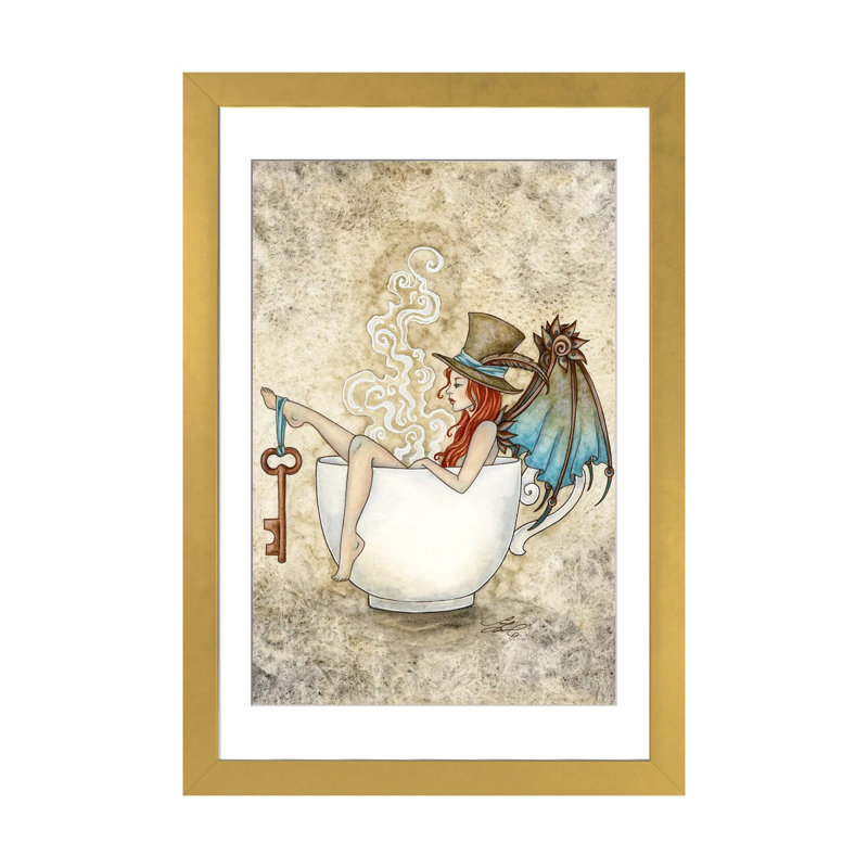 Steam Bath, 32" H x 24" W x 1" D, White, Gold Open Corner Framed Paper