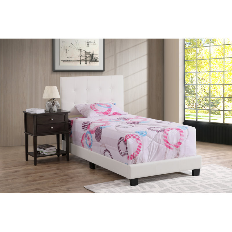 Tufted Low Profile Standard Bed, Twin, White