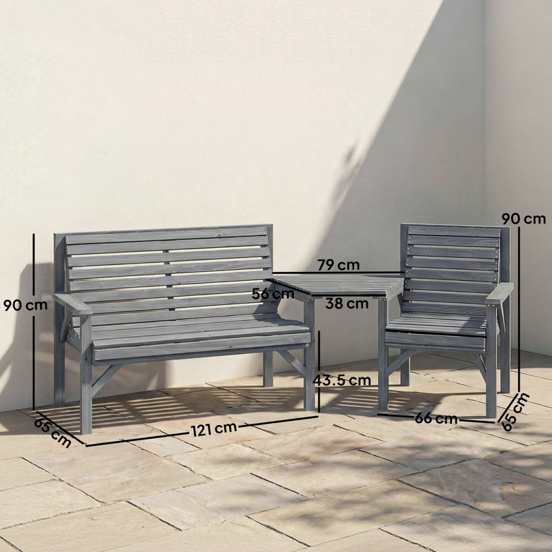Garden Leisure Chair Set, Grey Embossed