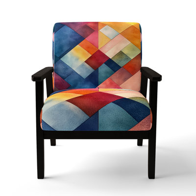 Abstract Geometric Accent Chair - Diagonal Grid with Negative Space I Arm Chair