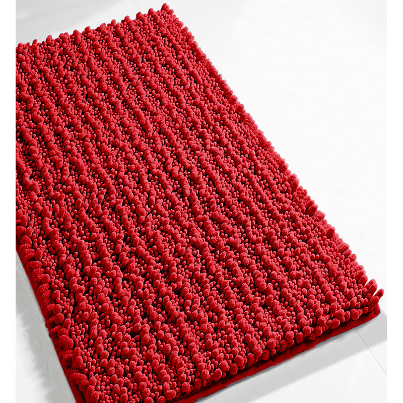 Tapis de salle de bain moelleux en chenille 24 po x 16 po, Rouge