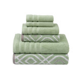Ensemble de serviettes en jacquard teint en fil et de couleur unie de 6 pièces Oxford Modern Threads – Serviettes de bain, serviettes à main et débarbouillettes en coton peigné à 100 % à séchage rapide et absorbant