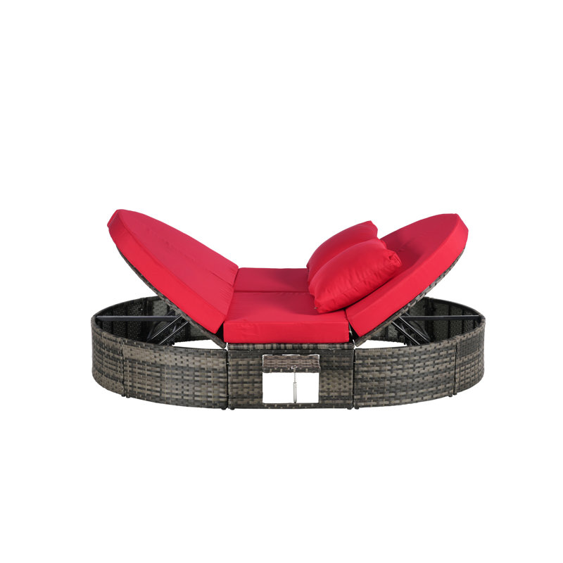Outdoor Patio Round Daybed, Red