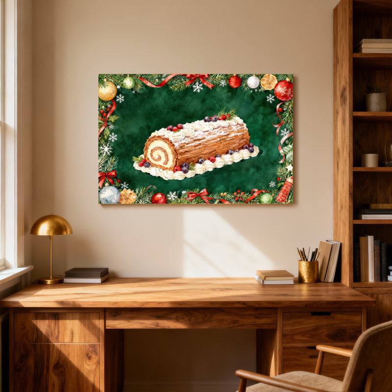 Gâteau de Noël avec baies et glaçage, H 32 po x l 48 po