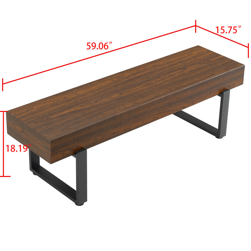Modern Style 59" Industrial Shoe Bench With metal frame For Entryway, Espresso