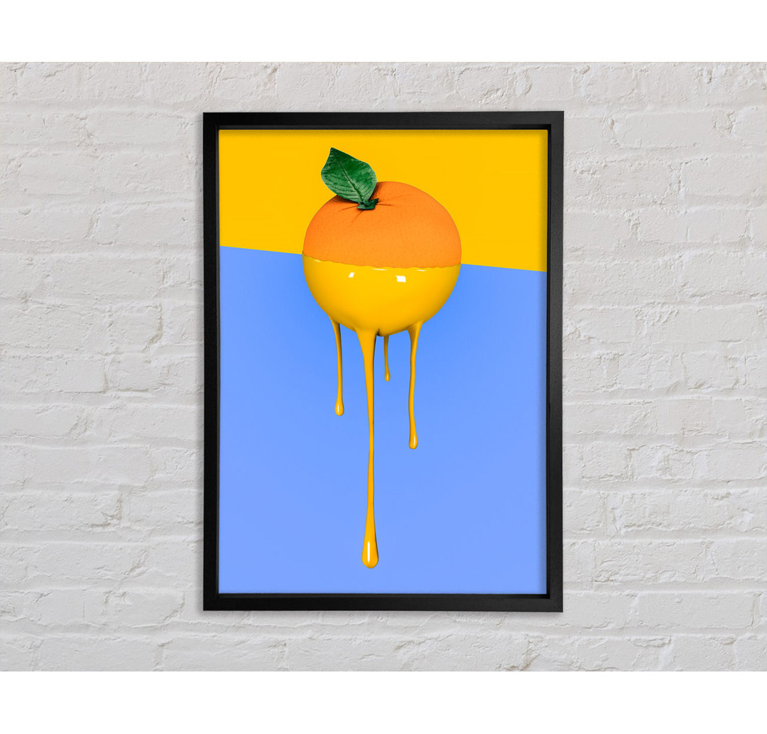 Orange Drip - Einzelner Bilderrahmen Kunstdrucke auf Leinwand