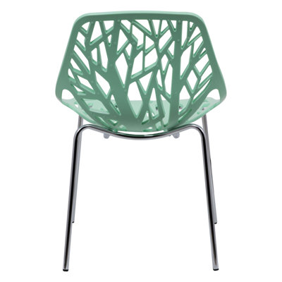 Stackable Dining Side Chairs with Floral Cutout Back and Stainless Steel Legs – Modern Kitchen, Restaurant, or Banquet Seating