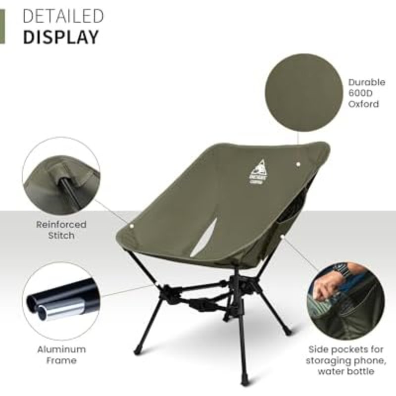 Chaise de camping Tigerblade, chaise de randonnée légère et pliable, capacité de 330 lb