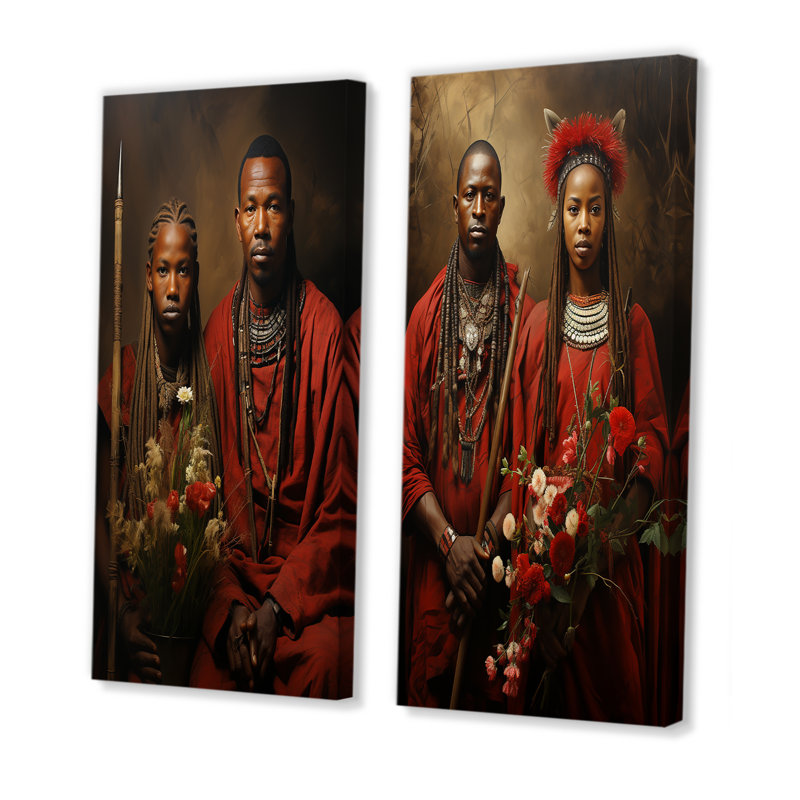 «African Maasai Warriors II» - ensemble de 2 reproductions d'art sur toile, Toile tendue, H 40 po x l 41 po