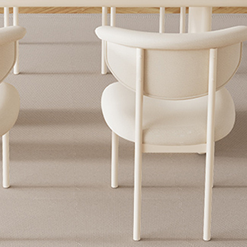 Modern Simple Practical Beautiful Dining Table Set, 29.52"H x 70.86"L x 31.49"W, Creamy White/White