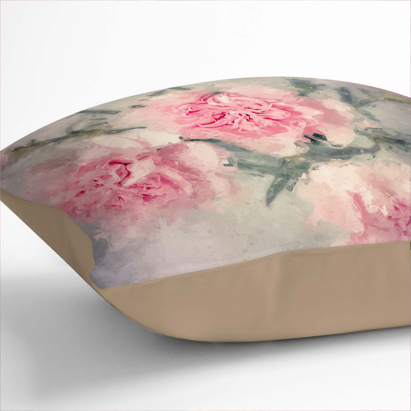 Floral Square Throw Cushion, 55cm H x 55cm W x 20cm D, Stone