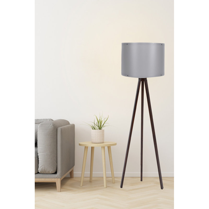Stylish Floor Lamp with MDF Body, Grey Finish | 57.1 in Total Height, 15.0 in Cap Diameter, 9.8 ft Cable | E27 Socket (Max 60W) | On/Off Switch for Convenience | Modern Design for Living Room & Office Decor