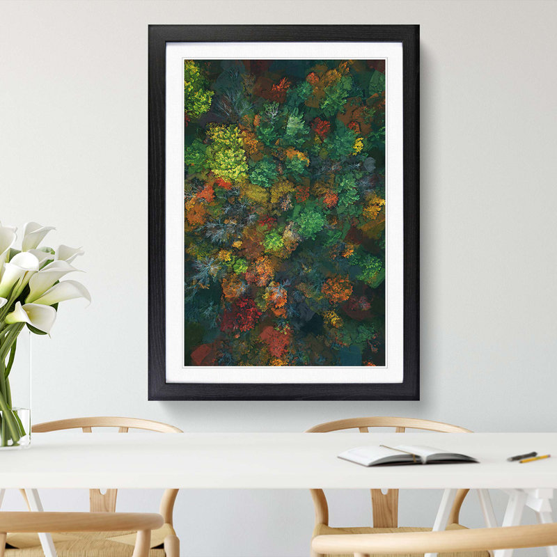 Autumn Forest New Hampshire in Abstract - Picture Frame Graphic Art Print, 36cm H x 27cm W x 2cm D, Black Framed