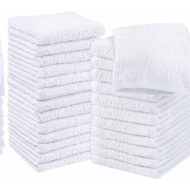 UltraSoft Pure Cotton Washcloths - Premium Absorbent Flannel Face Cloths, 24 Pack, White
