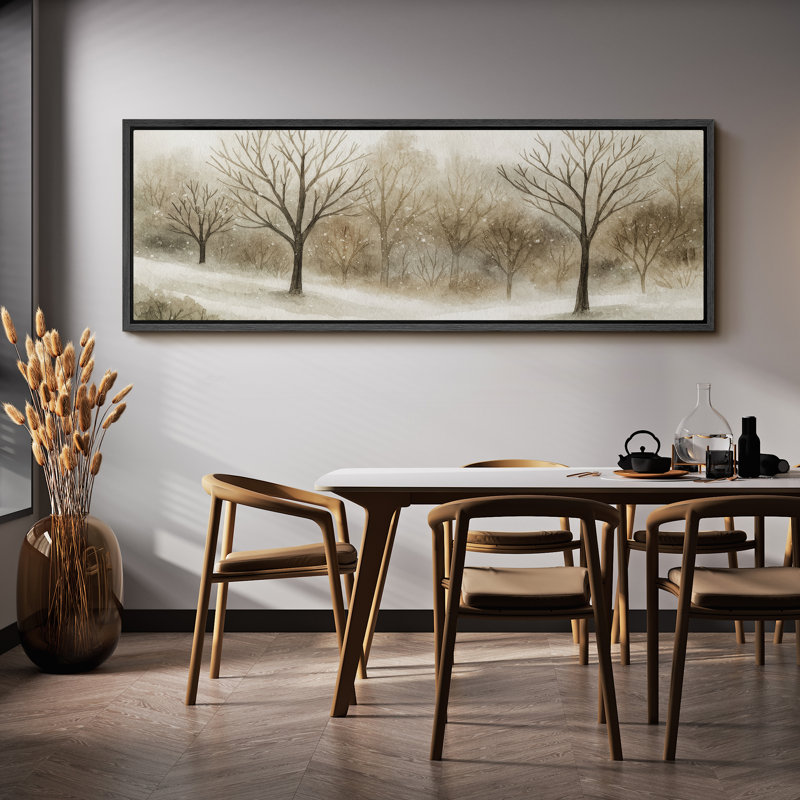 «Winter Snowy Bare Tree Landscape Art», très grandes photos, impression sur toile encadrée, H 20 po x l 60 po, Noir