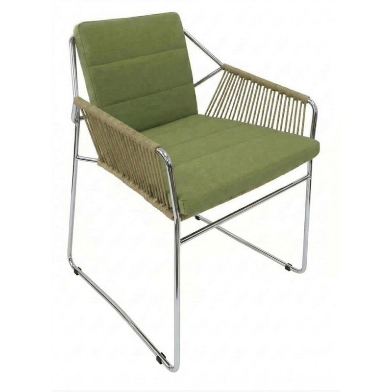 Fauteuil de patio Sandur, Corde argile / structure en acier inoxydable, Toile lichen